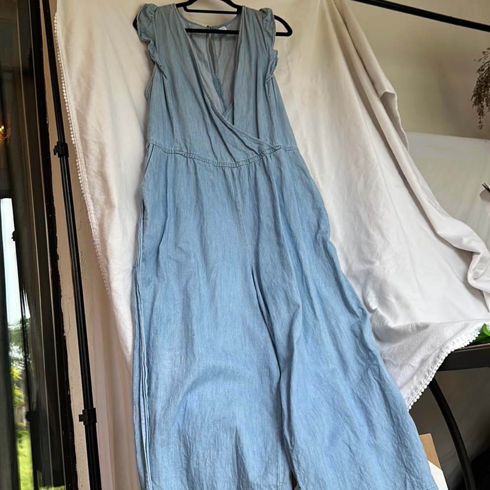 Okie Navy denim romper